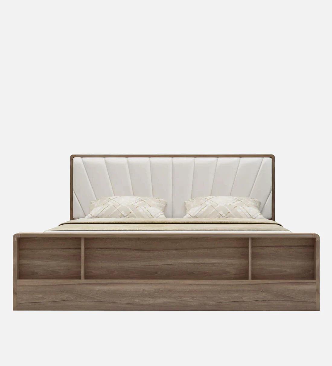 Symo King Size Bed in Bella Noce & Glossy White Colour with Hydraulic Storage