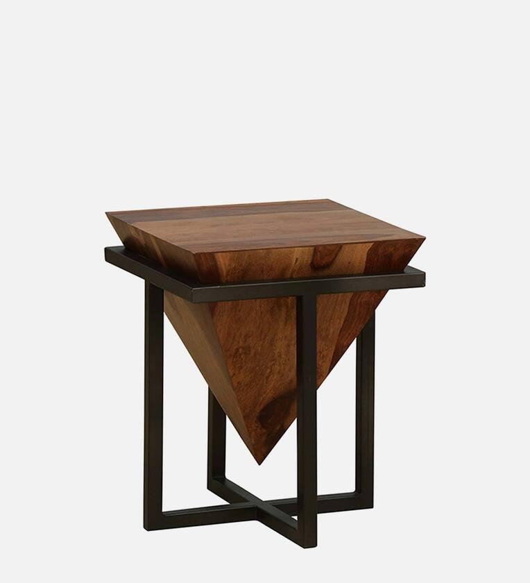 Sheesham Wood Metal Square Coffee Table in Scratch Resistant Provincial Teak Finish - Ouch Cart 