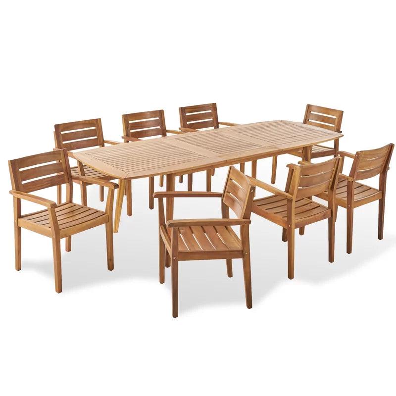 8 - Person Rectangular Extendable Outdoor Dining Set - Ouch Cart 