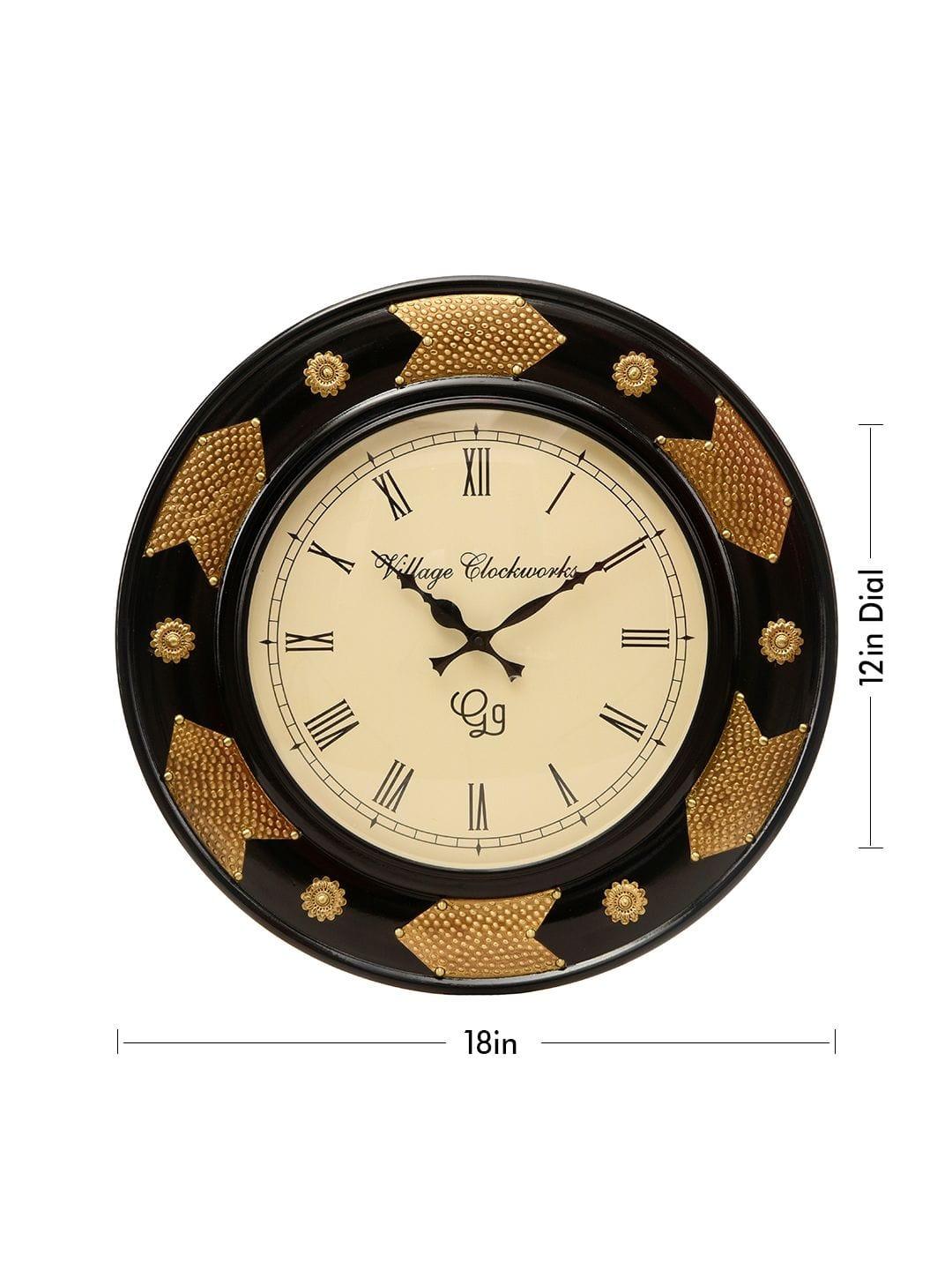 Round Polish with Metal Brass 18 Inches Wall Clock - Ouch Cart 