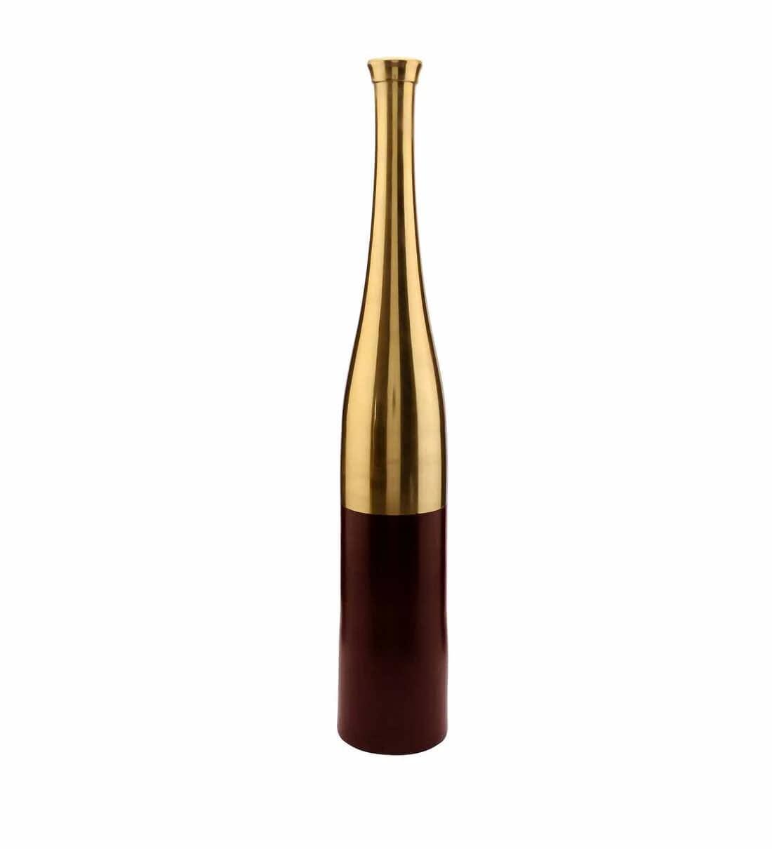 Champagne Bottle Scarlet Red & Gold (Large) Aluminium Table Vase, - Ouch Cart 