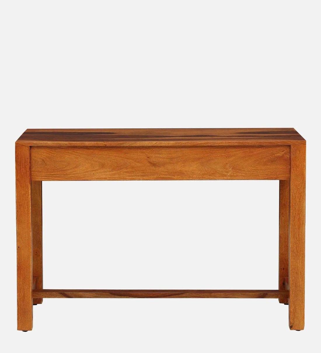 Claire Sheesham Wood Writing Table In Rustic Teak Finish,