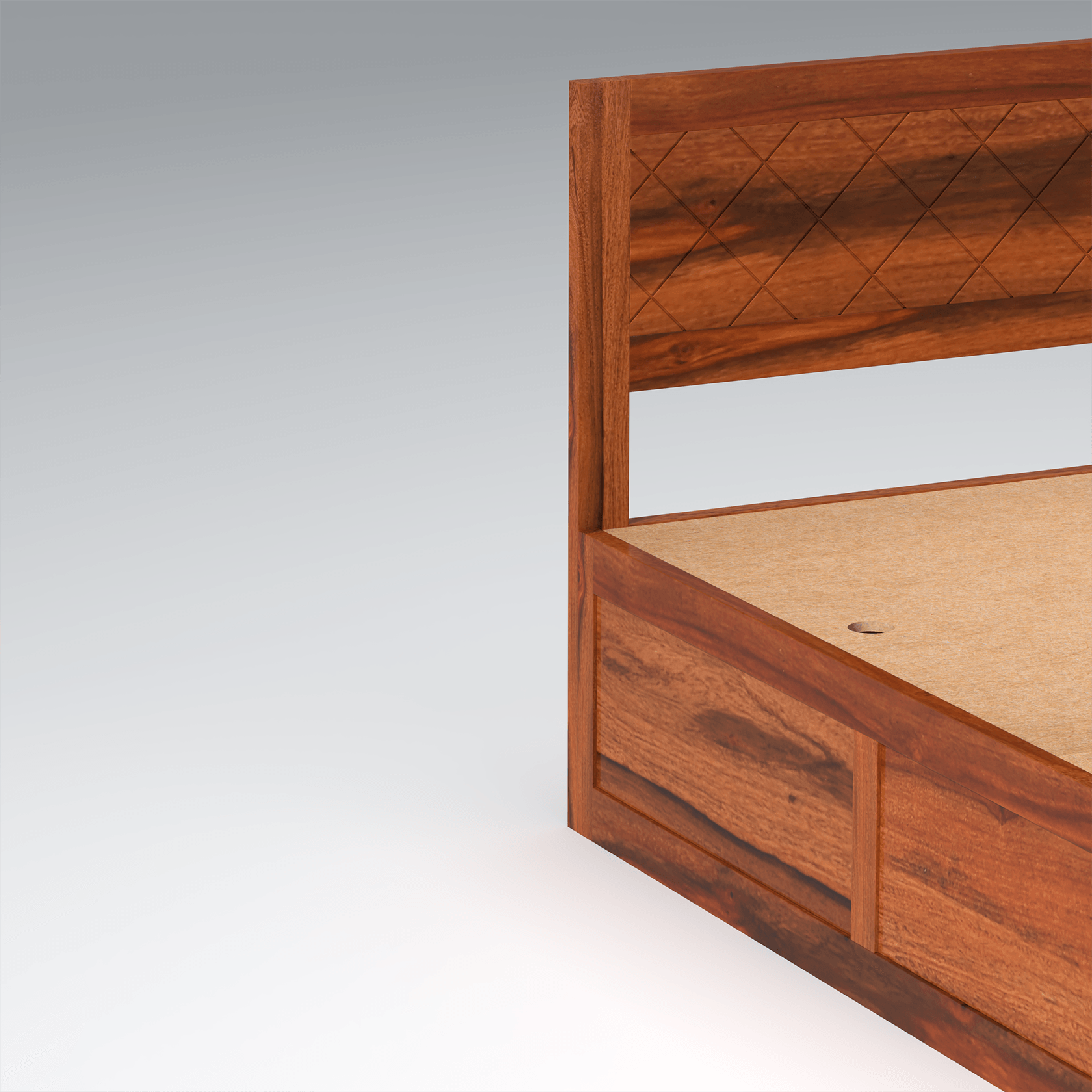 Lofted Sheesham Wood bed with Box Storage in Maharani Color - Ouch Cart 