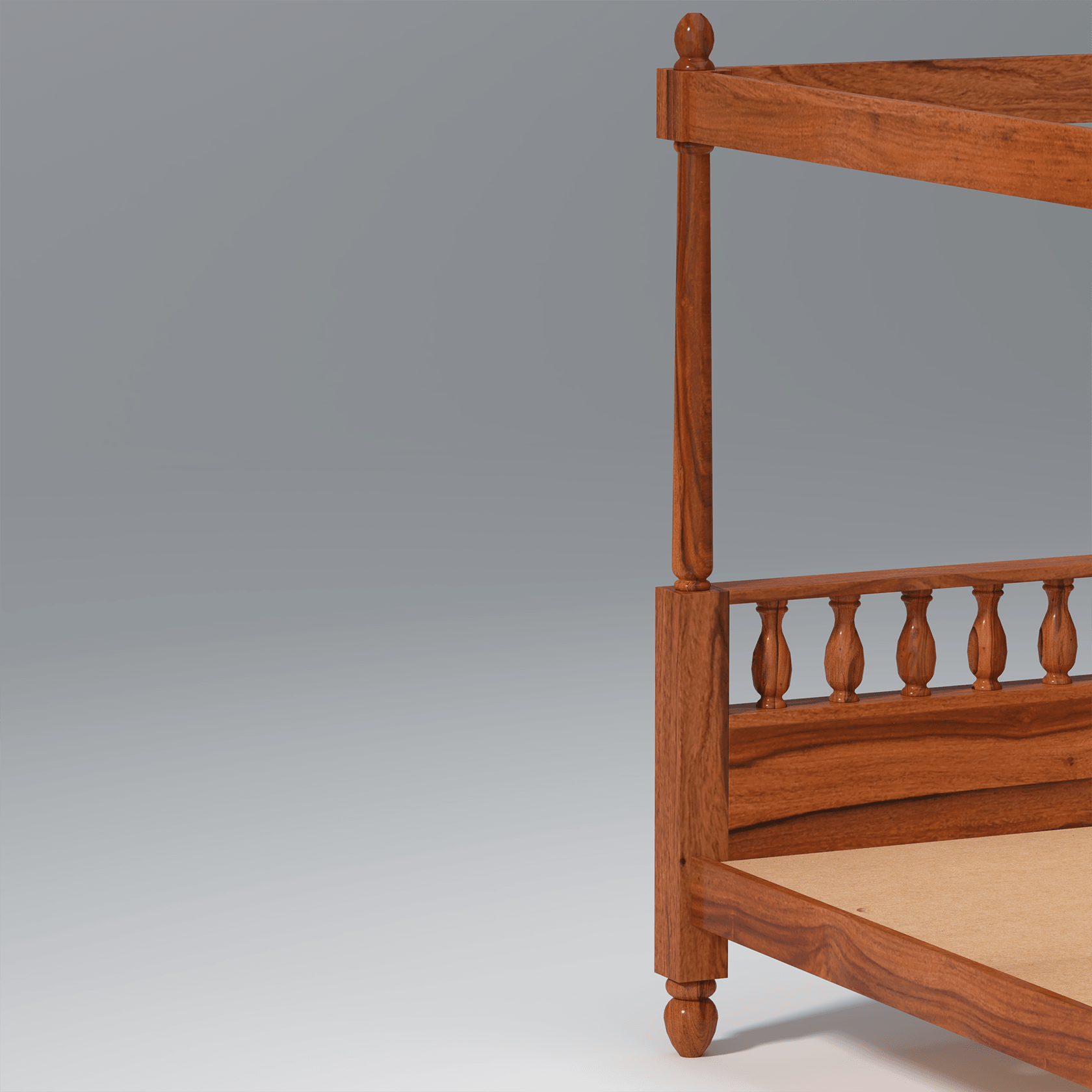 Dreamer Sheesham Wood Bed without Storage in Maharani Color - Ouch Cart 