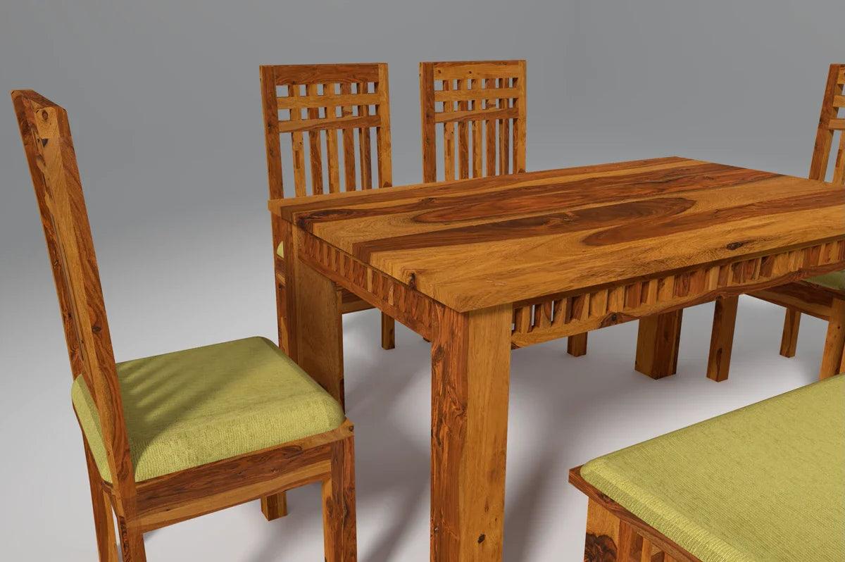 Axel Sheesham Wood Dining Table Set (6 seater) In Light Honey