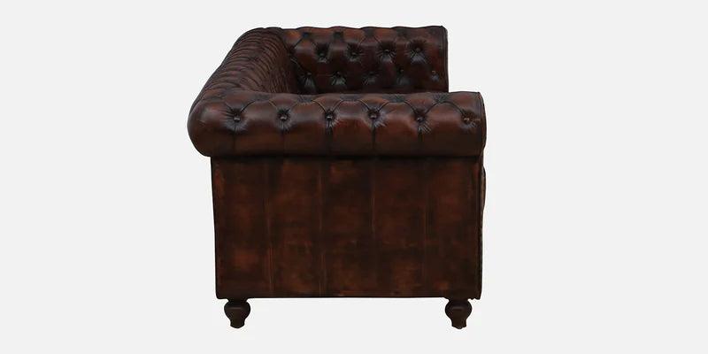 Leather 3 Seater Sofa In Brown Finish - Ouch Cart 