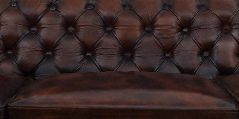 Leather 3 Seater Sofa In Brown Finish - Ouch Cart 