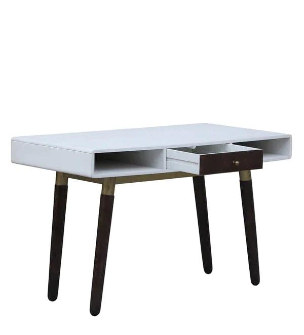 Sarah Solid Wood Study Table In Walnut & White Finish - Ouch Cart 