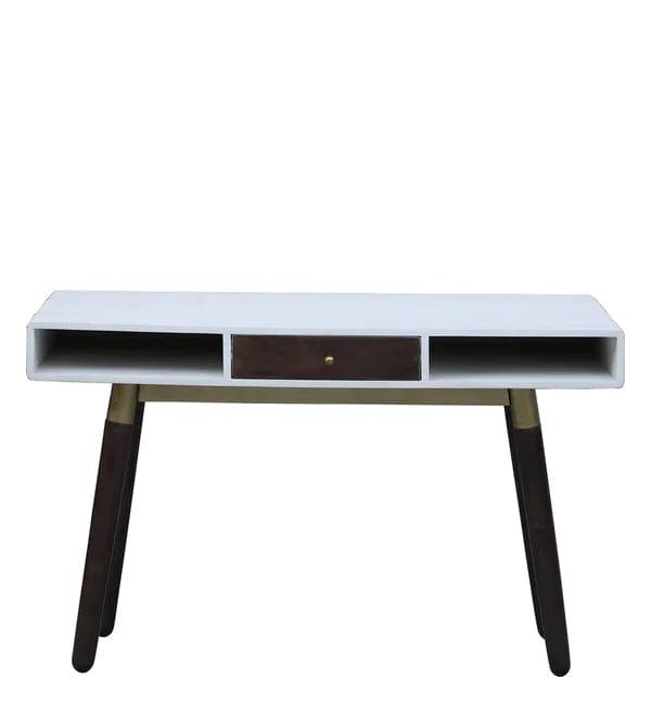 Sarah Solid Wood Study Table In Walnut & White Finish - Ouch Cart 