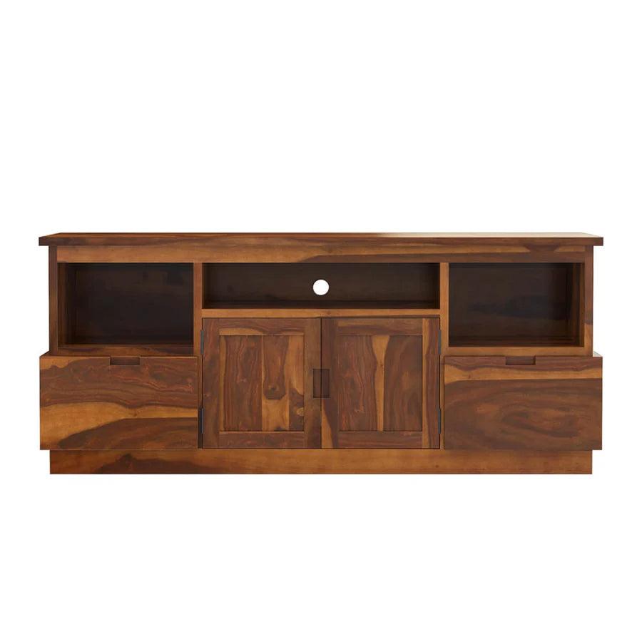 ABBA MODERN SOLID WOOD TV STAND WITH 2 DRAWERS - Ouch Cart 