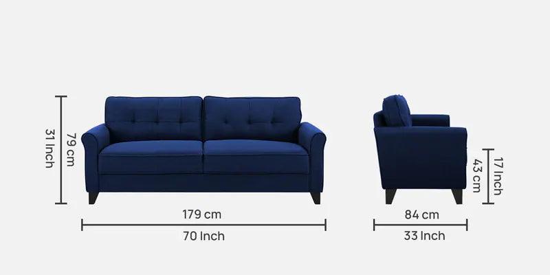 Fabric 3 Seater Sofa In Cool Cobalt Colour - Ouch Cart 