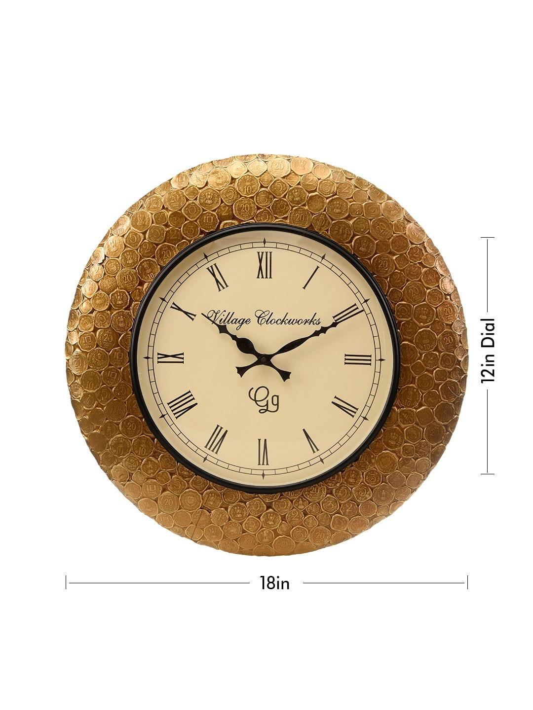 Round Gold Coin 18 Inches Wall Clock - Ouch Cart 