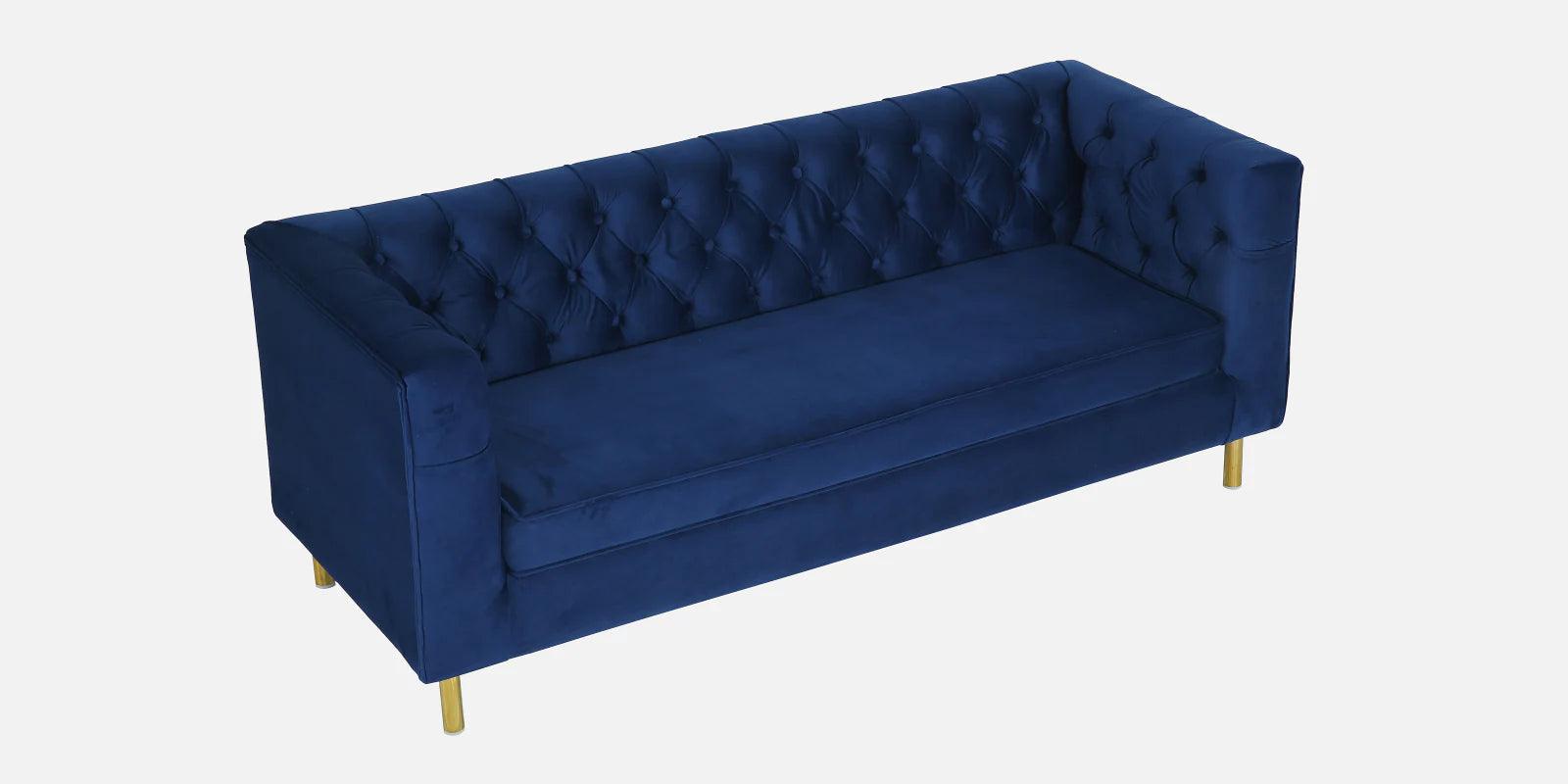 Velvet 3 Seater Sofa In Royal Blue Colour - Ouch Cart 