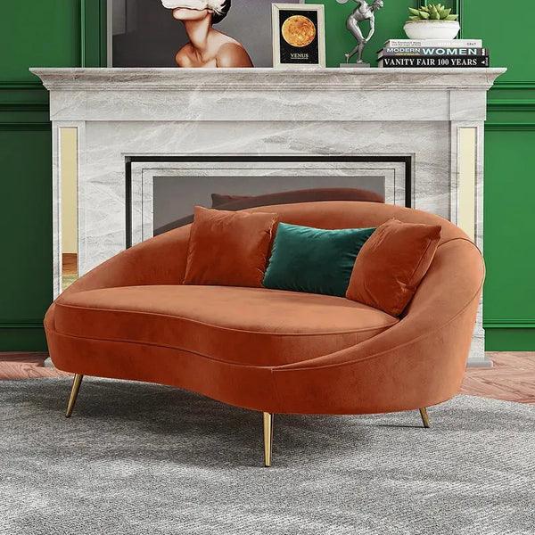 Velvet Curved Sofa Toss Pillow Included - Ouch Cart 