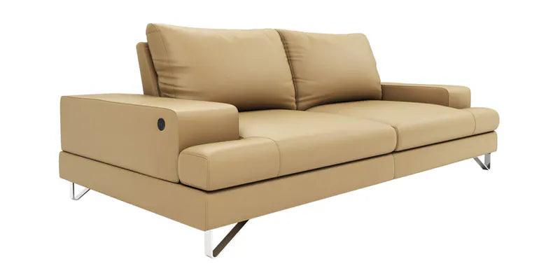 Leatherette 3 Seater Sofa in Mushroom Brown Colour - Ouch Cart 