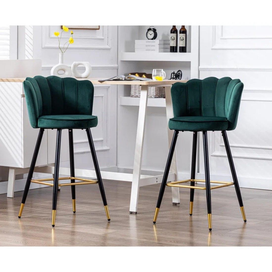 FLOWER COUNTER STOOL Green SET OF 2 - Ouch Cart 