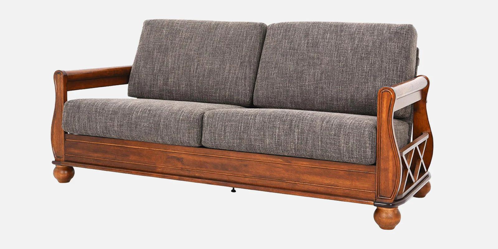 Solid Wood 3 Seater Sofa in Brown Colour - Ouch Cart 