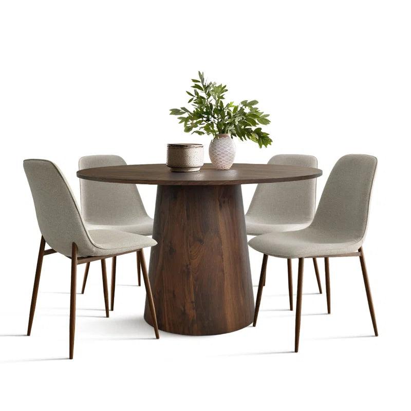 5 - Piece Round Pedestal Dining Table Set - Ouch Cart 