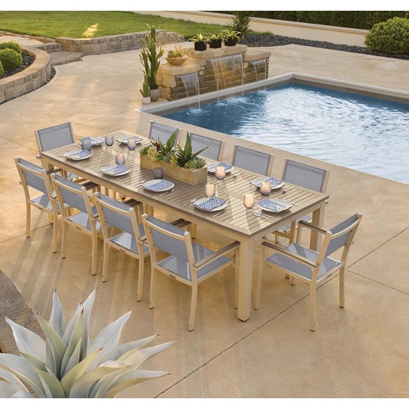 10 - Person 103" Long Powder Coated Aluminum Patio Dining Set - Ouch Cart 