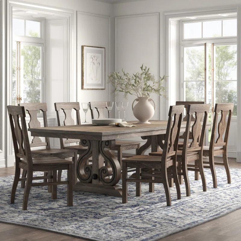 9 - Piece Extendable Trestle Dining Set - Ouch Cart 