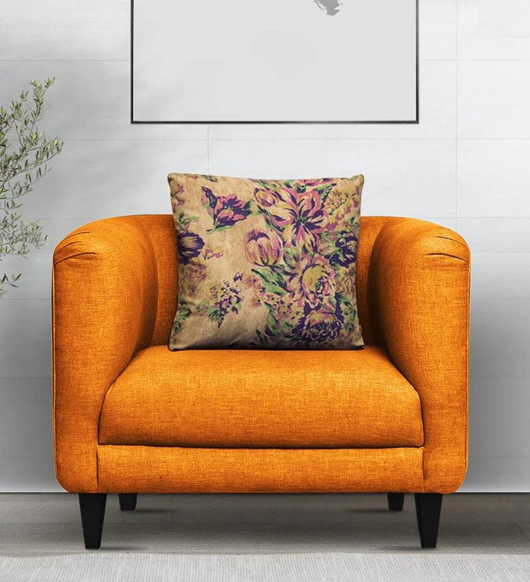 Fabric 1 Seater Sofa in Vivid Orange Colour - Ouch Cart 