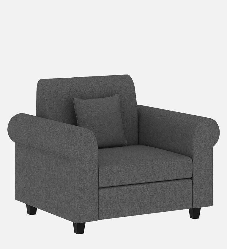 Fabric 1 Seater Sofa in Charcoal Grey Colour - Ouch Cart 