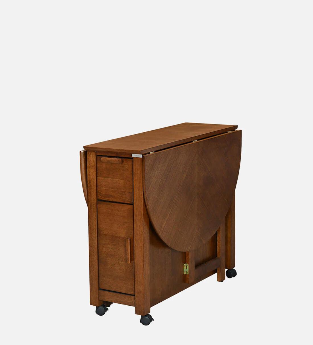 Carven Foaldable 4 Seater Dining Set In Walnut Finish - Ouch Cart 