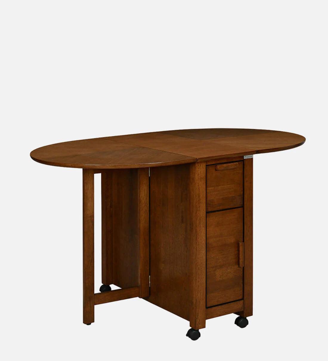 Carven Foaldable 4 Seater Dining Set In Walnut Finish - Ouch Cart 