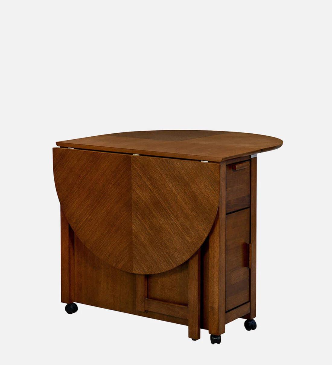 Carven Foaldable 4 Seater Dining Set In Walnut Finish - Ouch Cart 