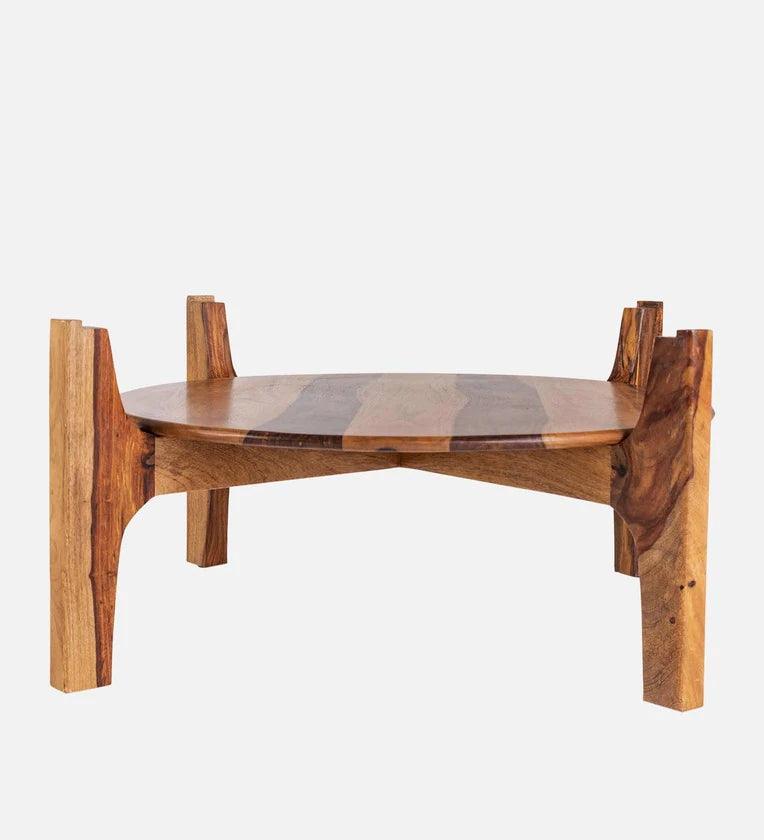 Sheesham Wood Coffee Table In Natural Teak Colour - Ouch Cart 