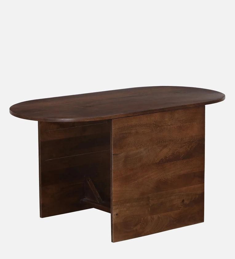 Solid Wood Coffee Table In Walnut Finish With Stool - Ouch Cart 