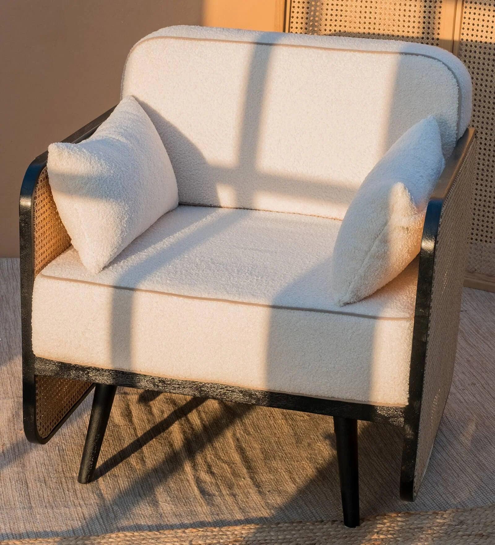 Havelock Fabric Arm Chair In Dual Finish - Ouch Cart 