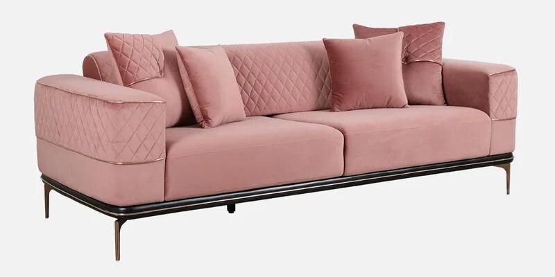 Velvet 3 Seater Sofa In Peach Colour - Ouch Cart 