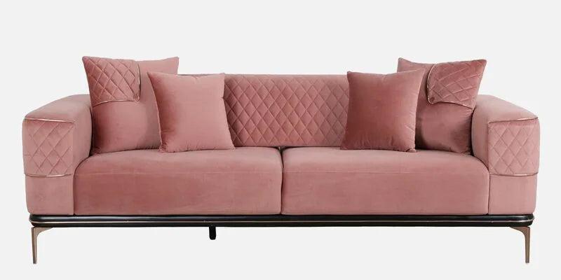 Velvet 3 Seater Sofa In Peach Colour - Ouch Cart 