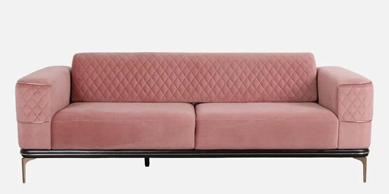 Velvet 3 Seater Sofa In Peach Colour - Ouch Cart 