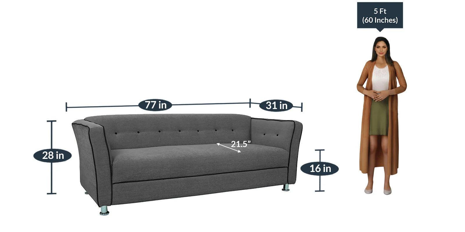 3 Seater Sofa In Grey Colour - Ouch Cart 