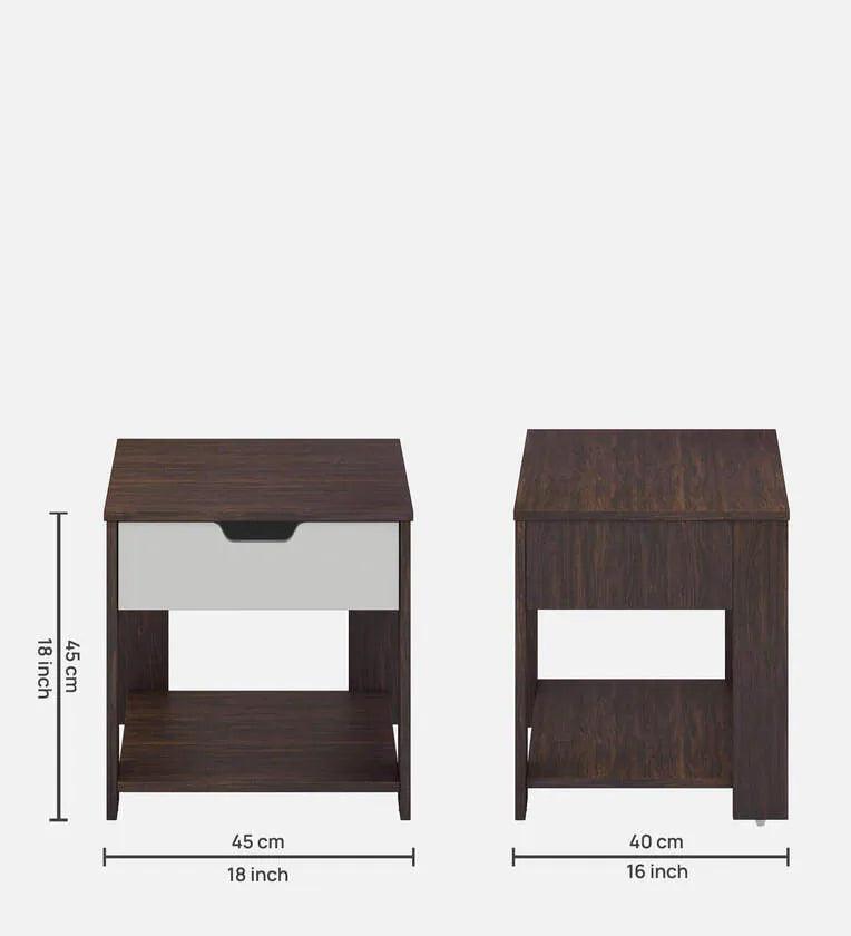 Bed Side Table with Drawer in Choco Walnut Finish - Ouch Cart 