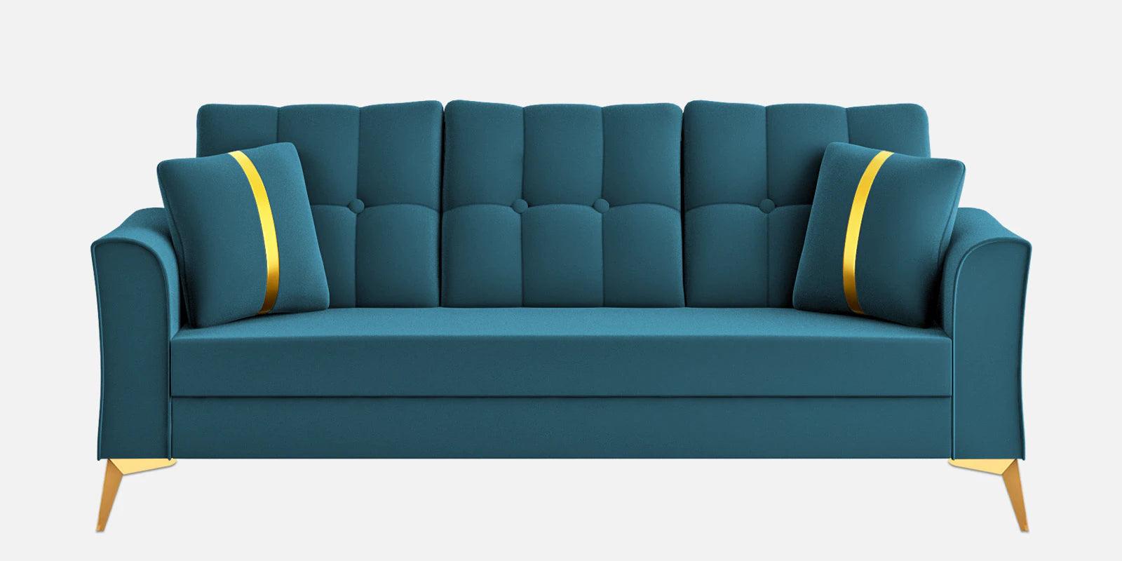 Premium Velvet 3 Seater Sofa In Blue Colour - Ouch Cart 