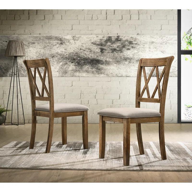 Wood Trestle Dining Set, Brushed Driftwood Finish - Ouch Cart 