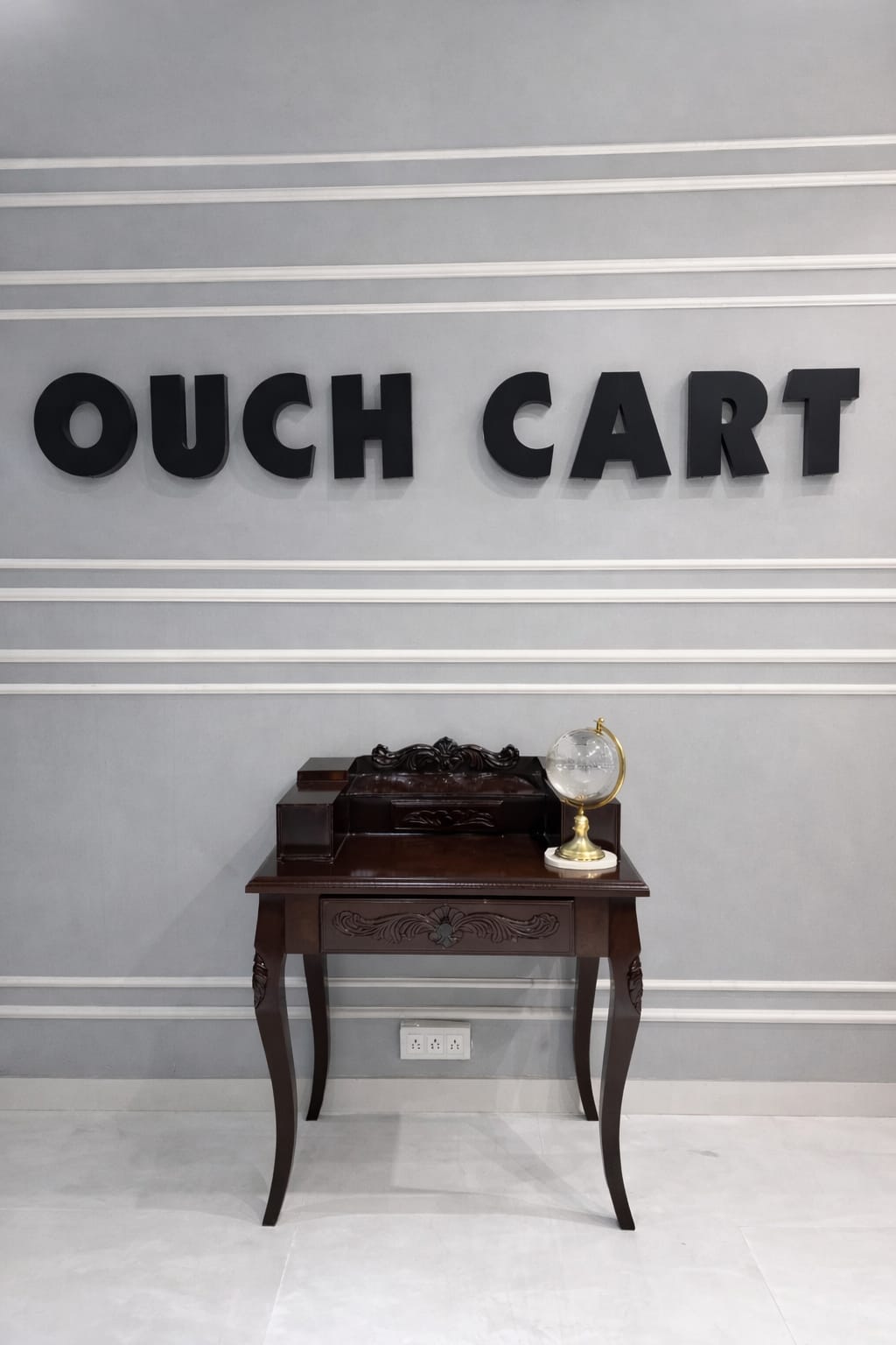 Furniture Piece Carved Wood Two Drawer Telephone Table