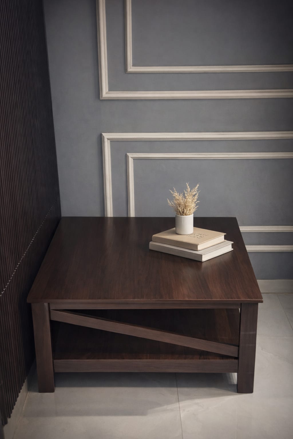 Square Two-Tier Coffee Tables with Storage,Coffee Table for Living Room, Center Table Coffee Table for Home ,Wood Living Room Table