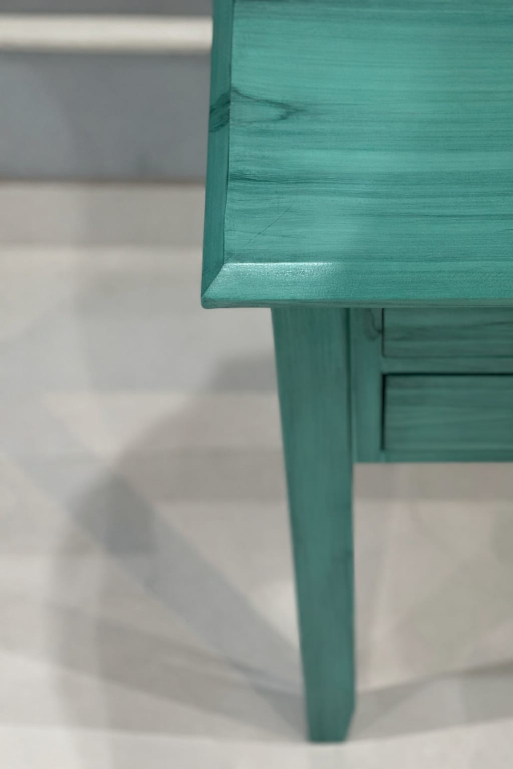 Teal Solid Wood Writing Desk with Multi-Drawer Storage | Modern Home Office Table