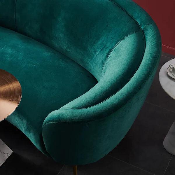 Deep Green Velvet Sofa with Metal Legs - Ouch Cart 