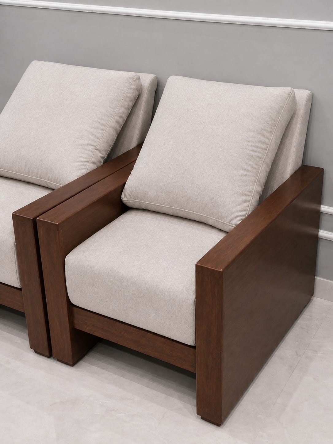 Ouch Cart Modern Solid Wood Armchair Set of 2 with Cushioned Seating