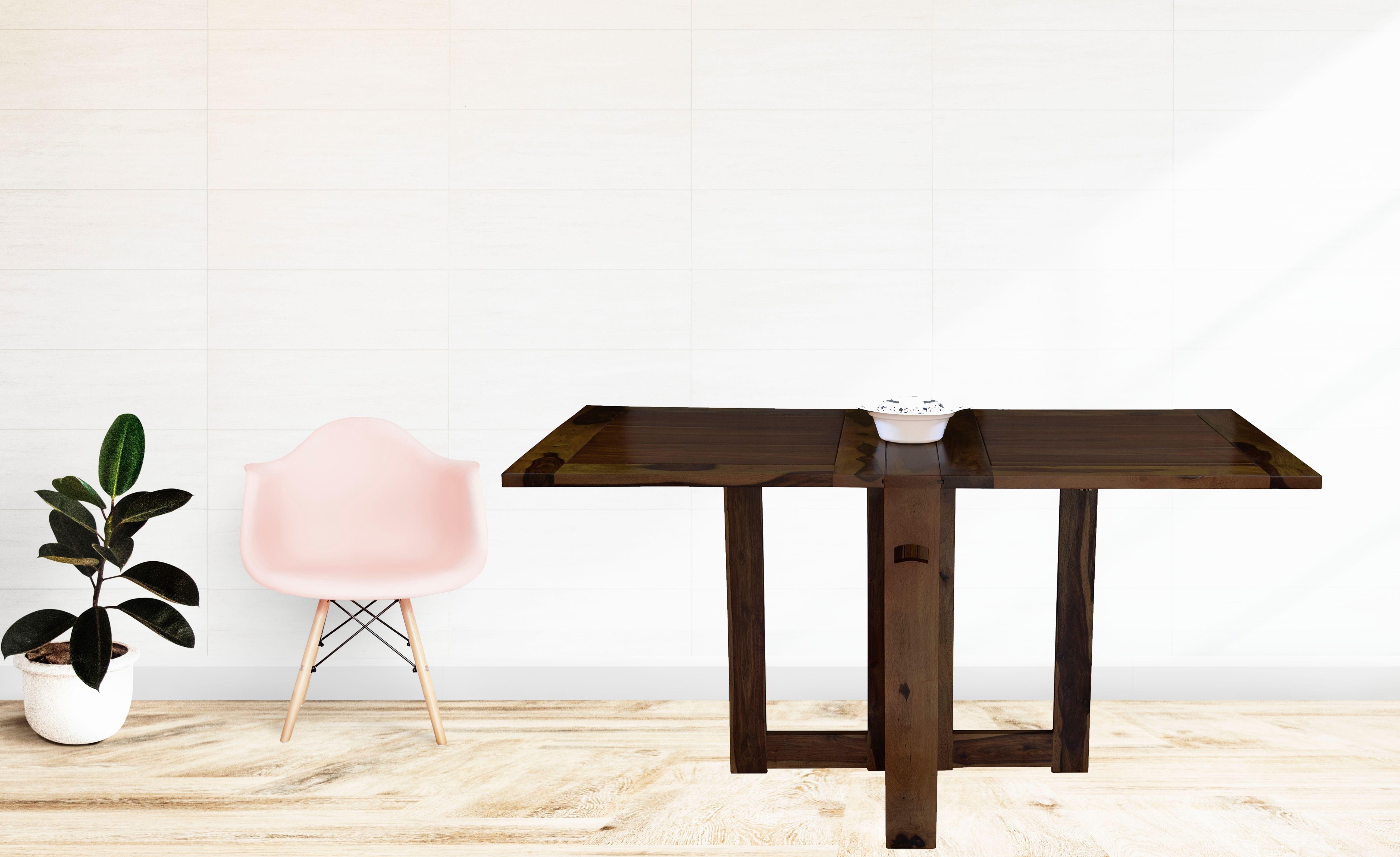 Sheesham Wood foldable dining table in walnut finish