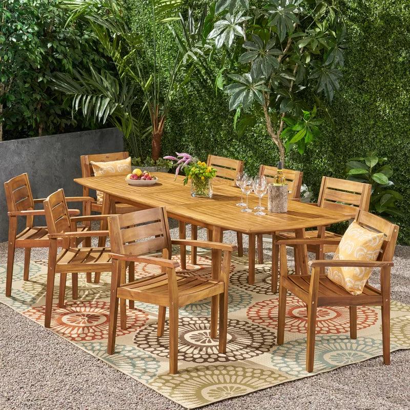 8 - Person Rectangular Extendable Outdoor Dining Set - Ouch Cart 