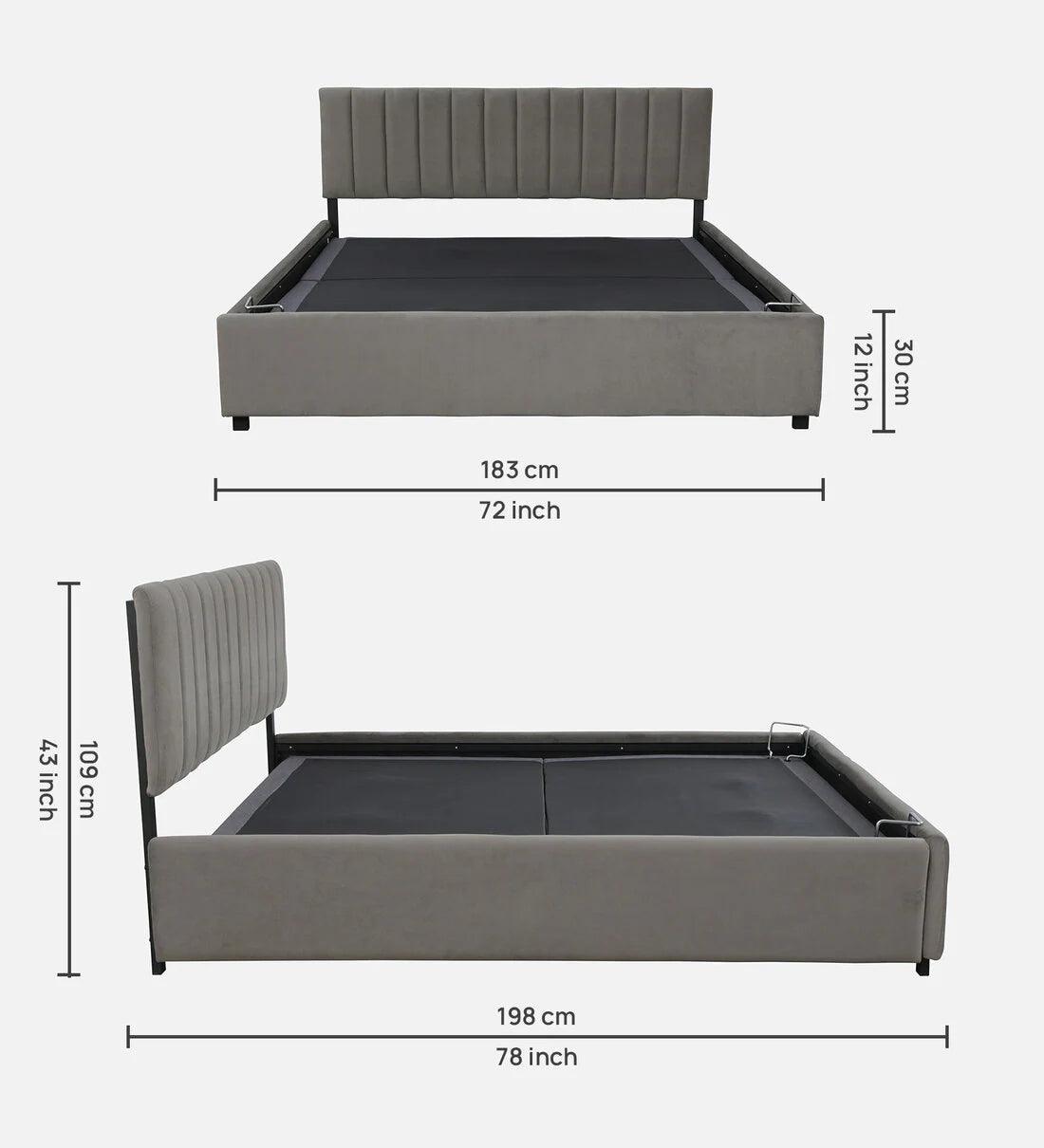 Aliba King Size Smart Bed in Italia Grey Colour With Remote - Ouch Cart 