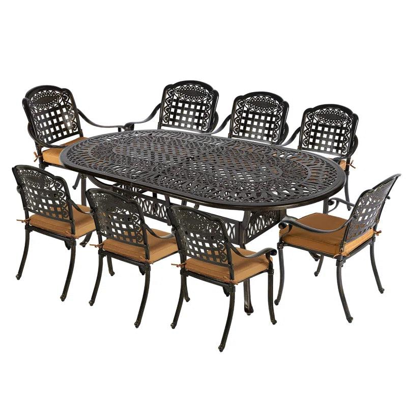 8 - Person Oval Outdoor Dining Set with Cushions - Ouch Cart 