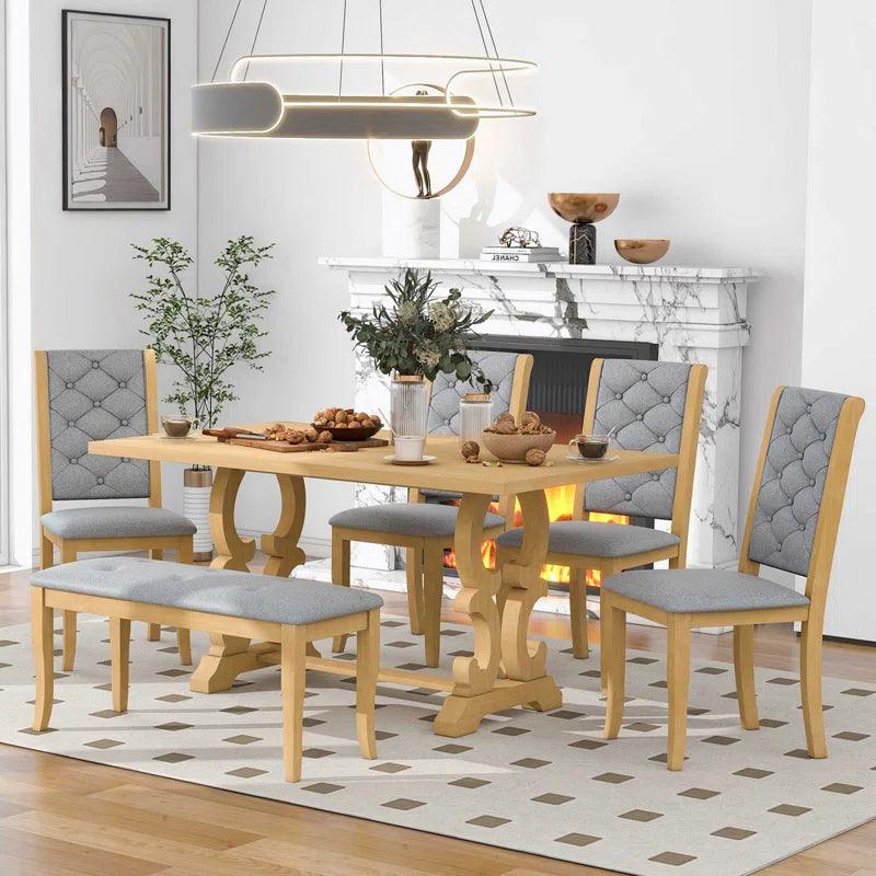 6 - Piece Trestle Dining Set - Ouch Cart 