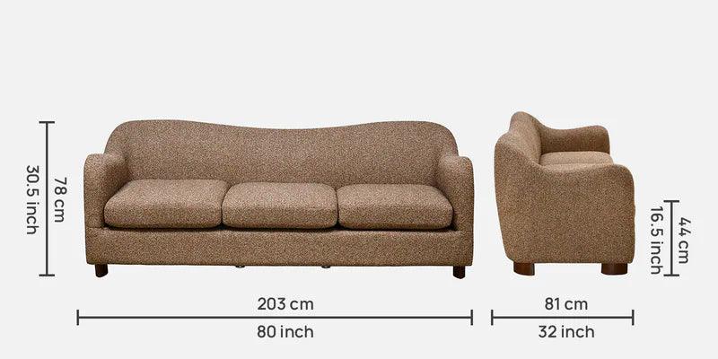 3 Seater Curve Sofa In Sand Beige Finish - Ouch Cart 